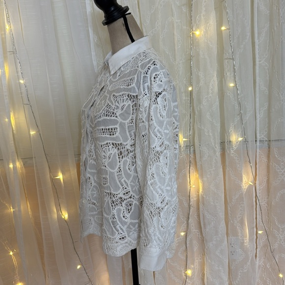 MNG White Lace Detail Blouse - Picture 5 of 8